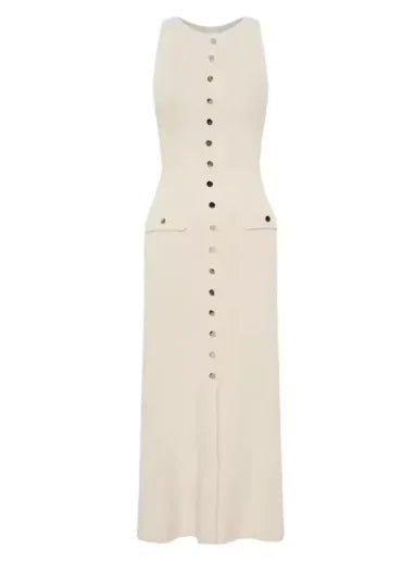 Single - Breasted Mid - Calf Summer Sheath Dress