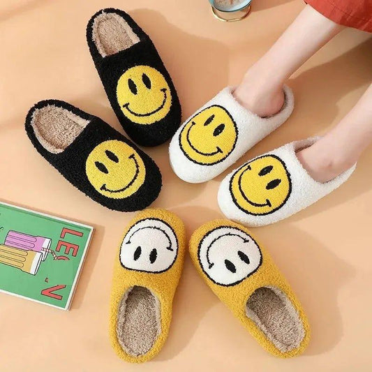 Smile Face Faux Fur Slippers