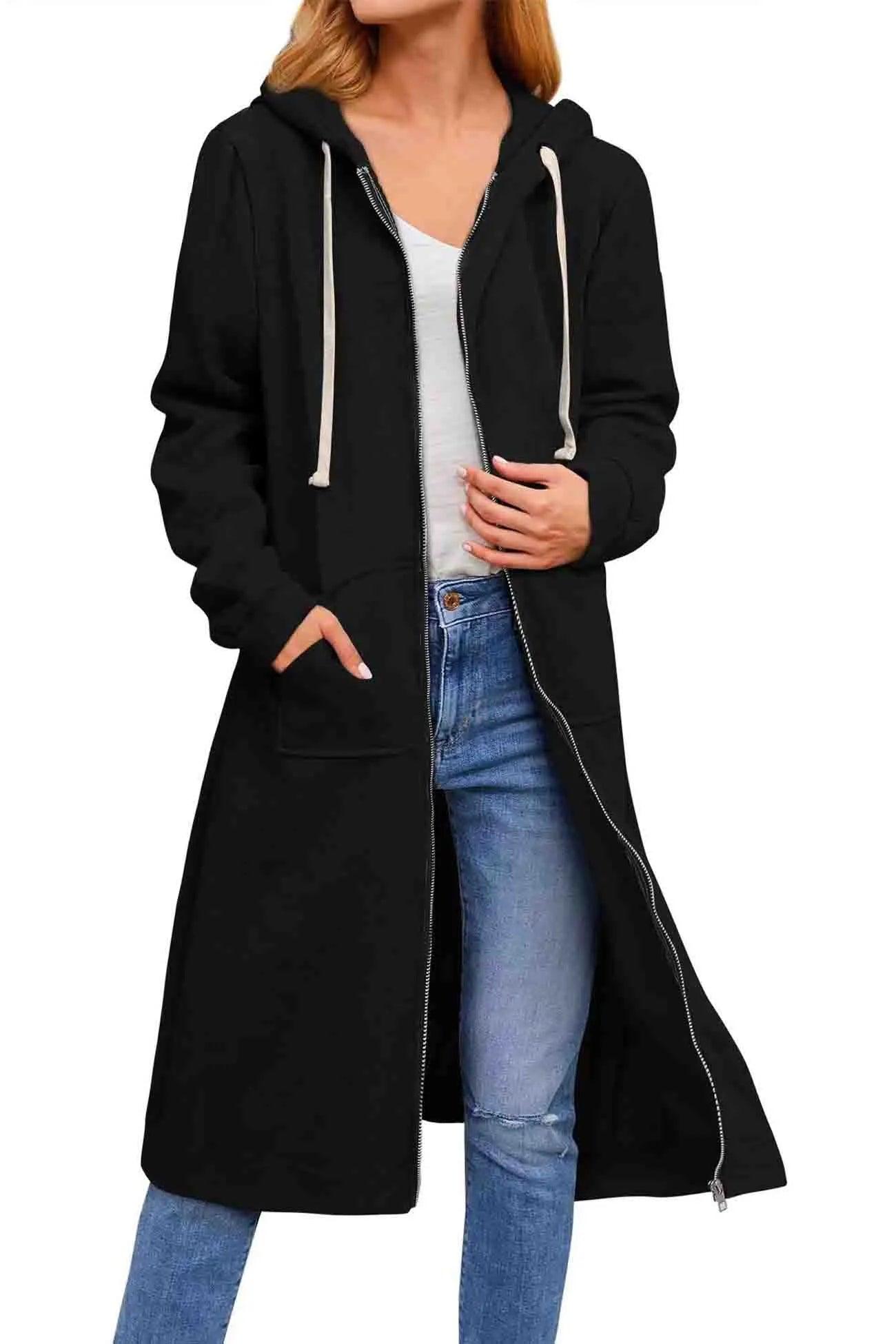 Solid Hooded Jacket with Drawstring for Women