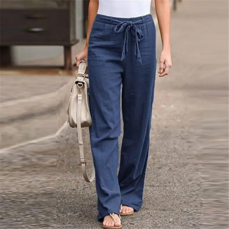 Straight - Leg Pants With Elastic Waistband