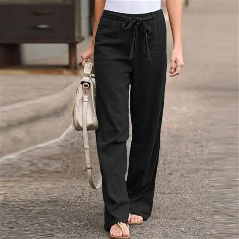 Straight - Leg Pants With Elastic Waistband