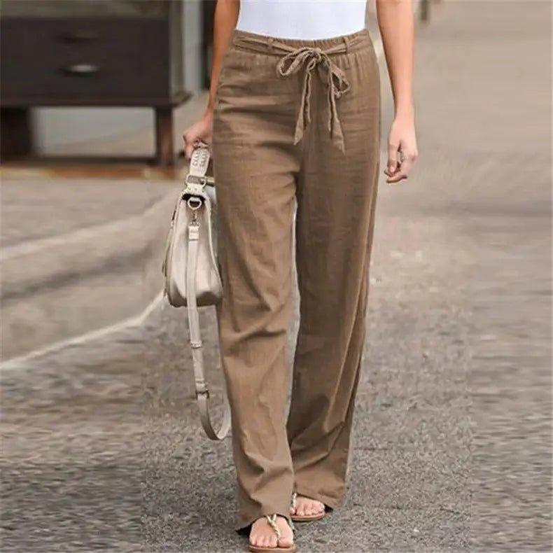 Straight - Leg Pants With Elastic Waistband