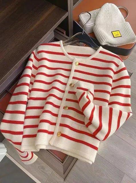 Striped Knitted Sweater Cardigan