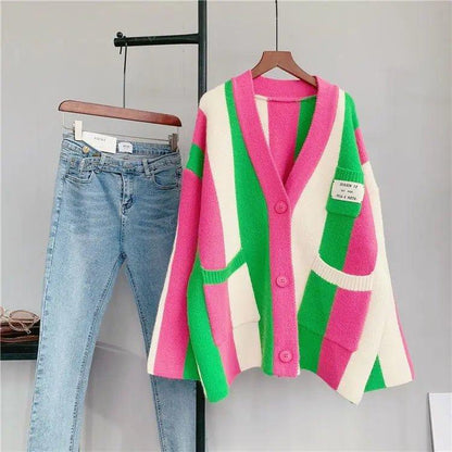 Striped Loose Knitted Cardigan