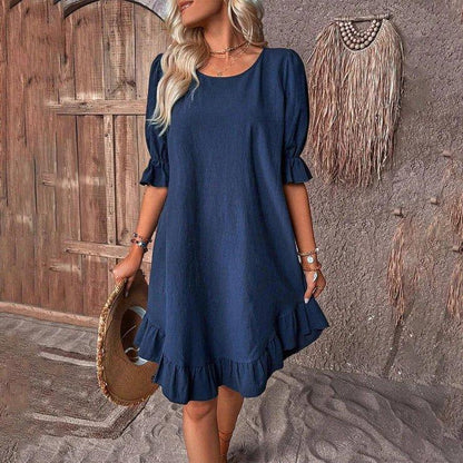 Summer Fashion Ruffle Short - Sleeve Dress