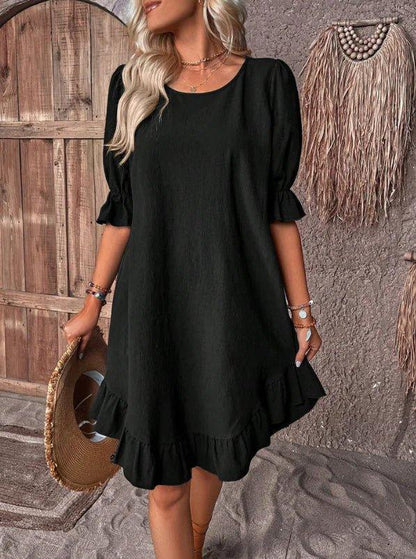 Summer Fashion Ruffle Short - Sleeve Dress