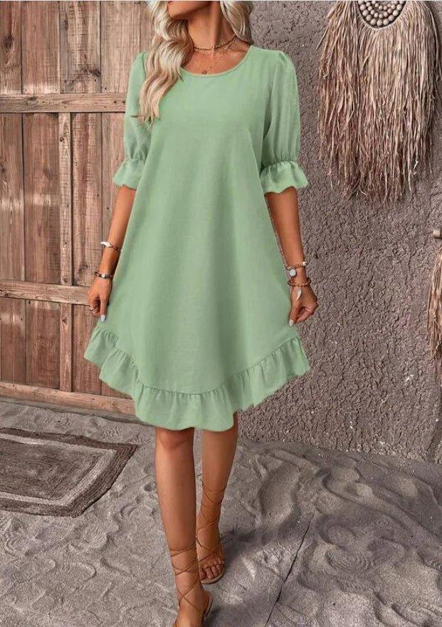 Summer Fashion Ruffle Short - Sleeve Dress