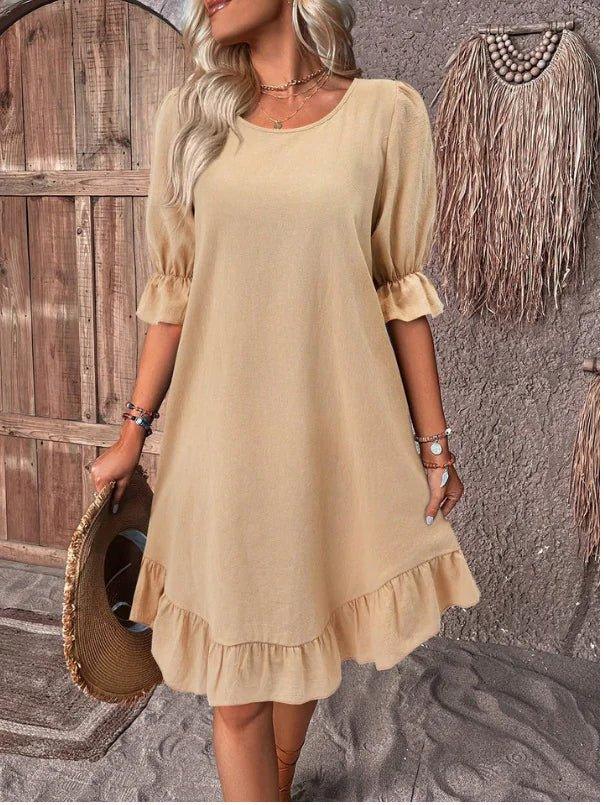 Summer Fashion Ruffle Short - Sleeve Dress