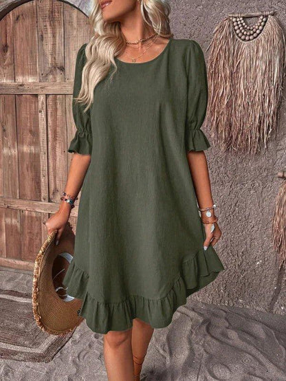 Summer Fashion Ruffle Short - Sleeve Dress