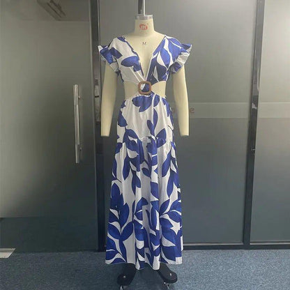 Summer Maxi Butterfly Print Dress