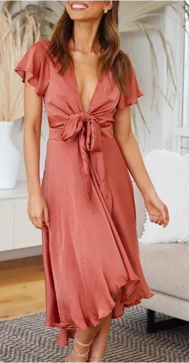 Summer Women's V - neck Irregular Dress