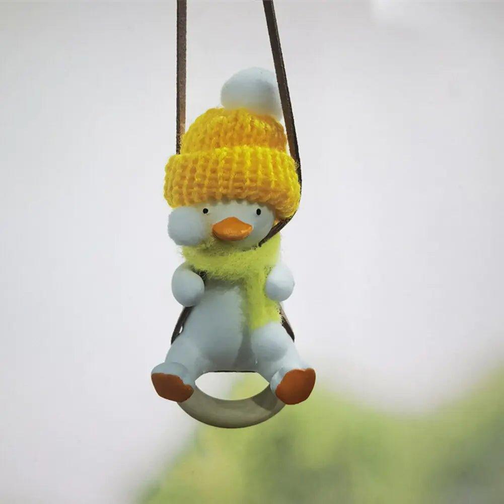 Super Cool Knit Cap Duck Car Pendant Rearview Mirror Decoration