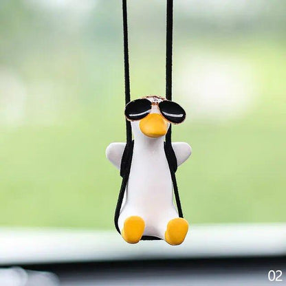 Super Cool Knit Cap Duck Car Pendant Rearview Mirror Decoration