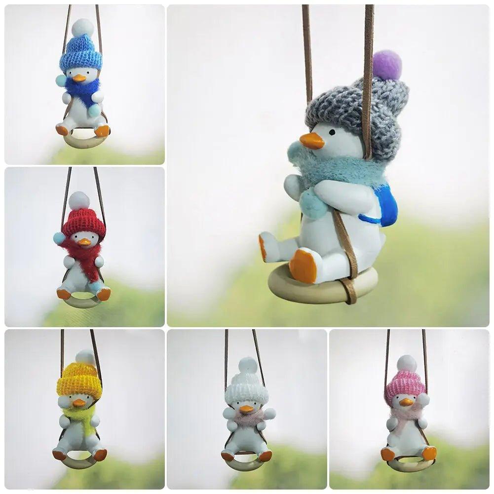 Super Cool Knit Cap Duck Car Pendant Rearview Mirror Decoration