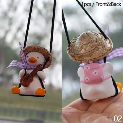 Super Cool Knit Cap Duck Car Pendant Rearview Mirror Decoration