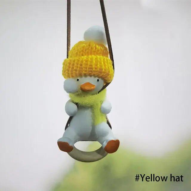 Super Cool Knit Cap Duck Car Pendant Rearview Mirror Decoration