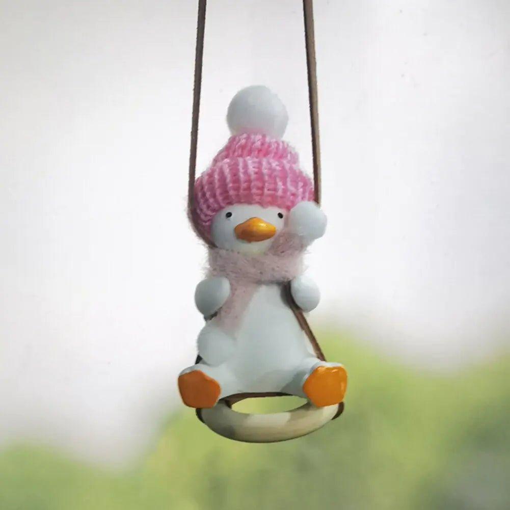 Super Cool Knit Cap Duck Car Pendant Rearview Mirror Decoration