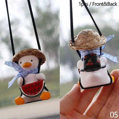 Super Cool Knit Cap Duck Car Pendant Rearview Mirror Decoration