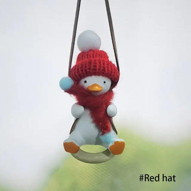 Super Cool Knit Cap Duck Car Pendant Rearview Mirror Decoration