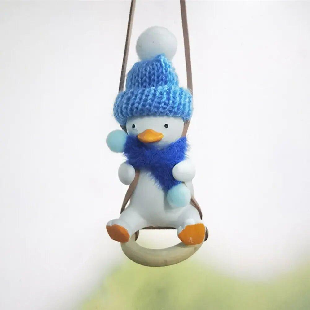 Super Cool Knit Cap Duck Car Pendant Rearview Mirror Decoration