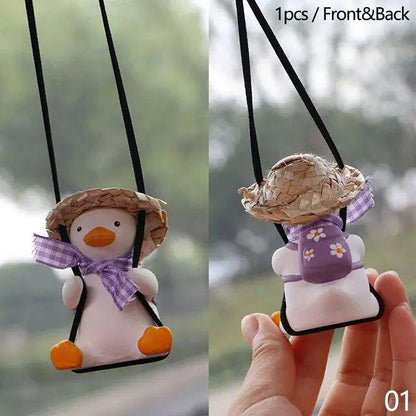 Super Cool Knit Cap Duck Car Pendant Rearview Mirror Decoration