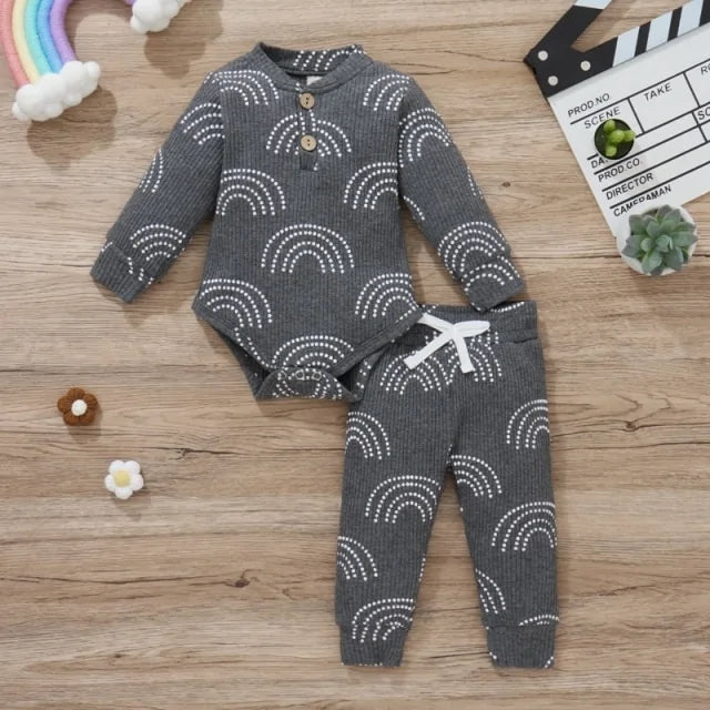 Adorable and Practical Newborn Fashion: Baby Bodysuits and Elastic Pants Set