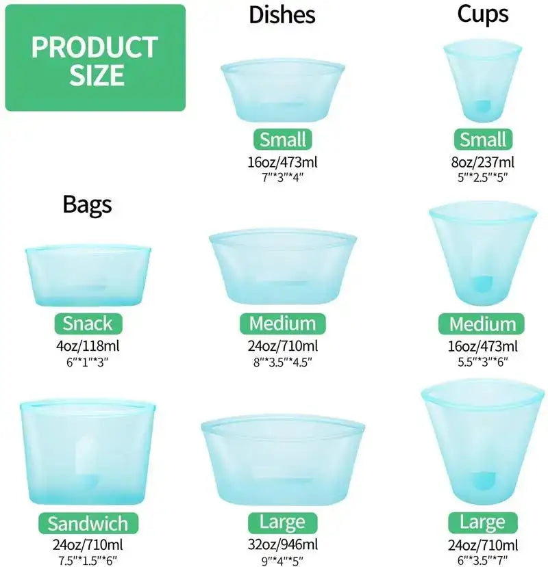 Reusable Silicone Food Storage Bags – Eco-Friendly Airtight Sealing Solution