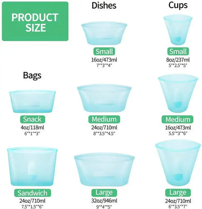 Reusable Silicone Food Storage Bags – Eco-Friendly Airtight Sealing Solution - Home Kartz