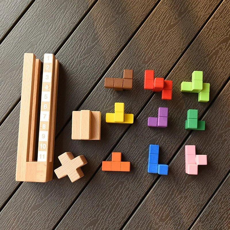 Tetris Tower Block Volumetric Wood Blocks Children Game