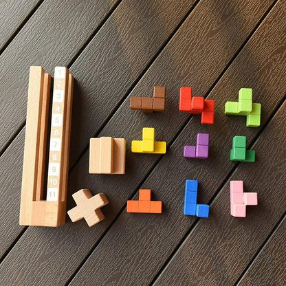 Tetris Tower Block Volumetric Wood Blocks Children Game