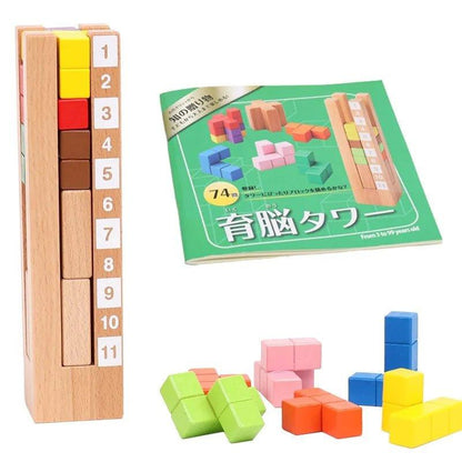 Tetris Tower Block Volumetric Wood Blocks Children Game