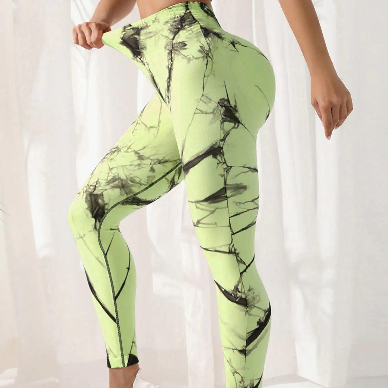 Tie - dye Leggings Spandex Yoga Pants Women's High Waist