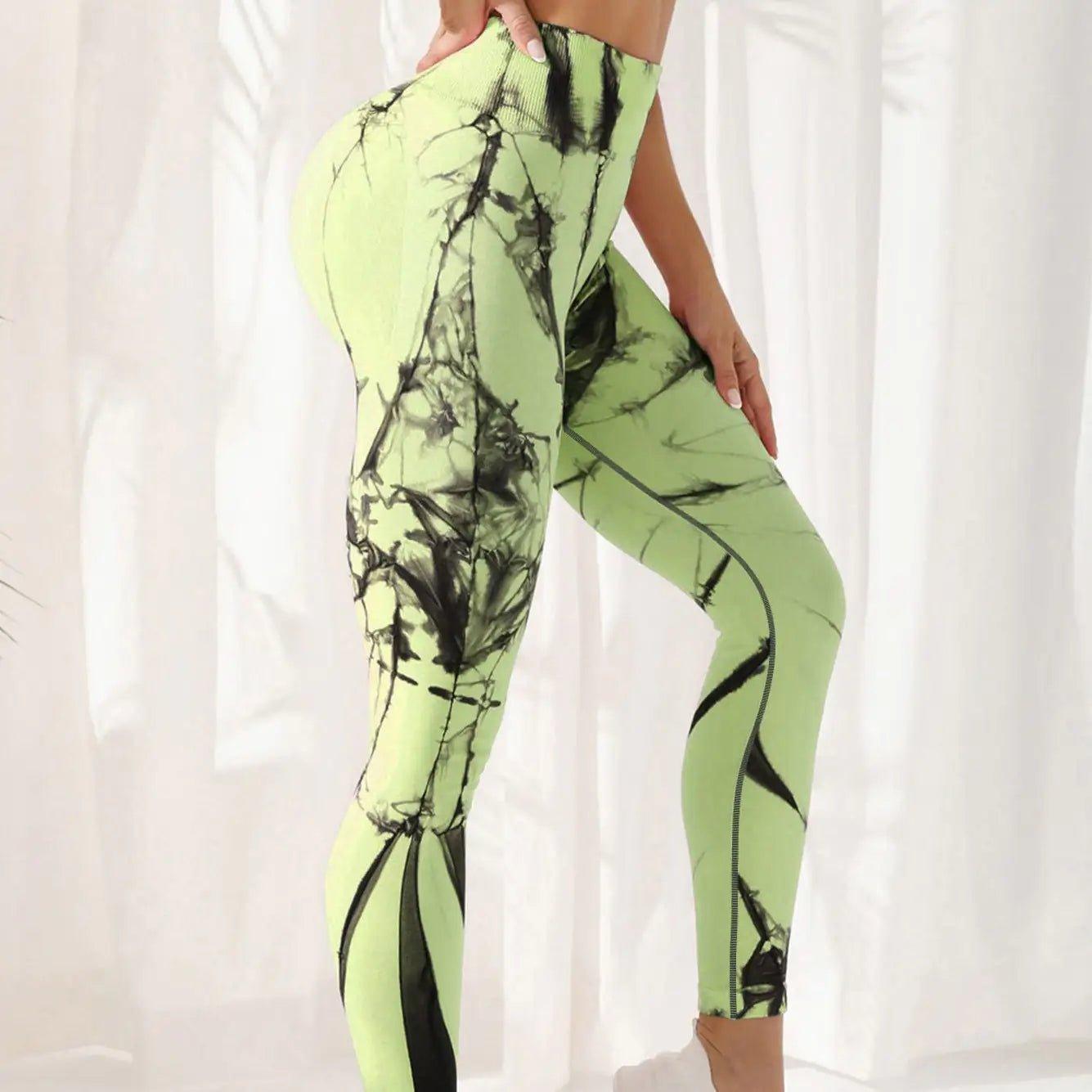 Tie - dye Leggings Spandex Yoga Pants Women's High Waist