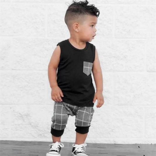 Toddler Boy Plaid Short Set