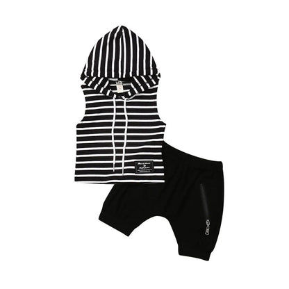 Toddler Boy Summer Sleeveless Hooded Outfit