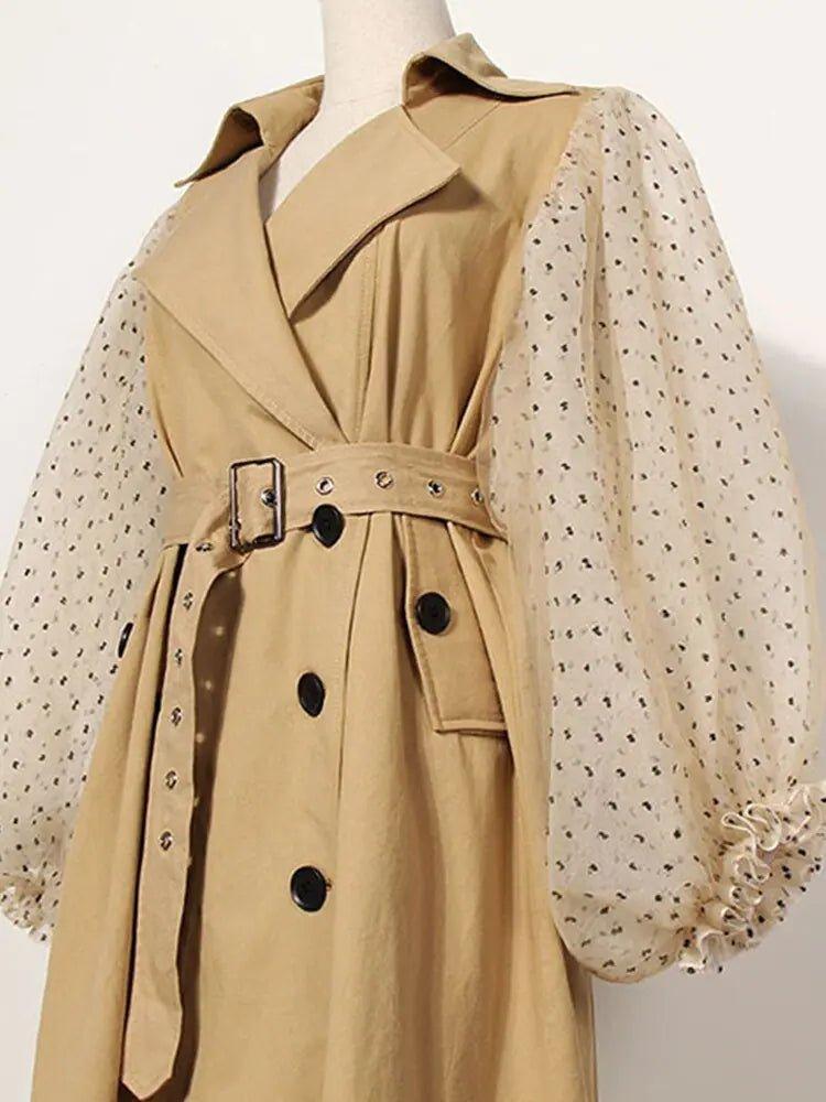 Tulle Sleeve Trench Coat