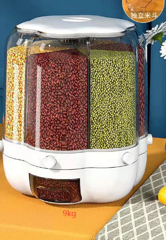 360° Rotating Grains Storage Box – Innovative Dry Food Dispenser for Effortless Kitchen Organization