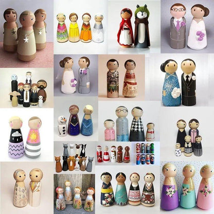 Unpainted Wooden Peg Dolls