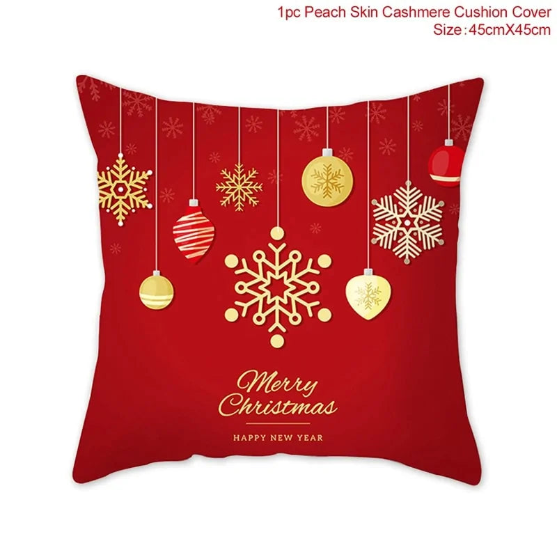 Cotton Linen Merry Christmas Cover Cushions - Holiday Decor for Living Room and Bedroom