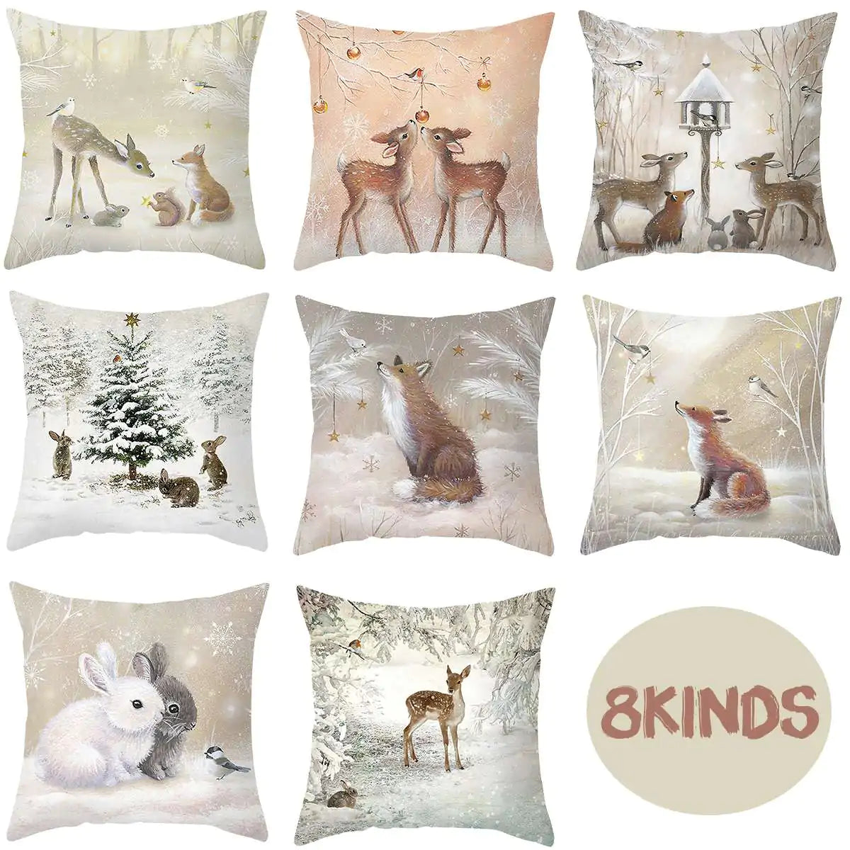 Christmas Elk Tree Cushion Cover – Festive & Cozy Holiday Decor 🎄