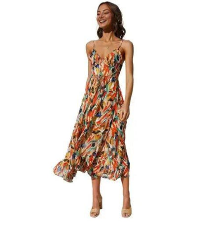 Vibrant V - Neck Slip Dress