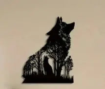 Halloween Black Wolf Wall Decoration - Bold and Spooky Metal Art