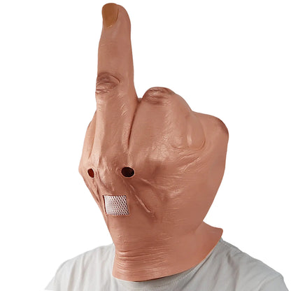 Middle Finger Halloween Mask | Full Head Latex Mask for Cosplay & Parties | Bold & Humorous Costume Accessory