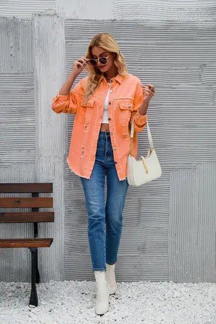 Washed Denim Jacket for Women