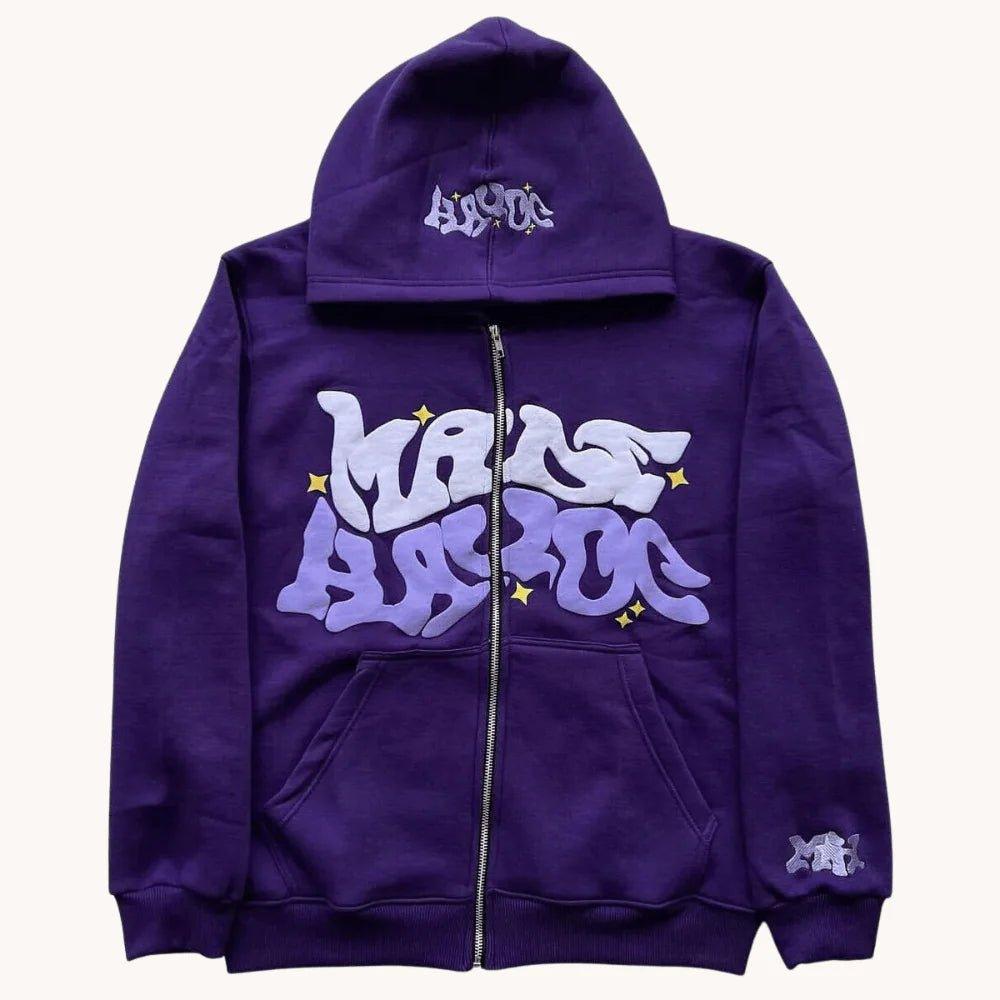 Wave Text Zip - Up Hoodie