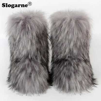 Winter Fluffy Faux Fox Fur Boots