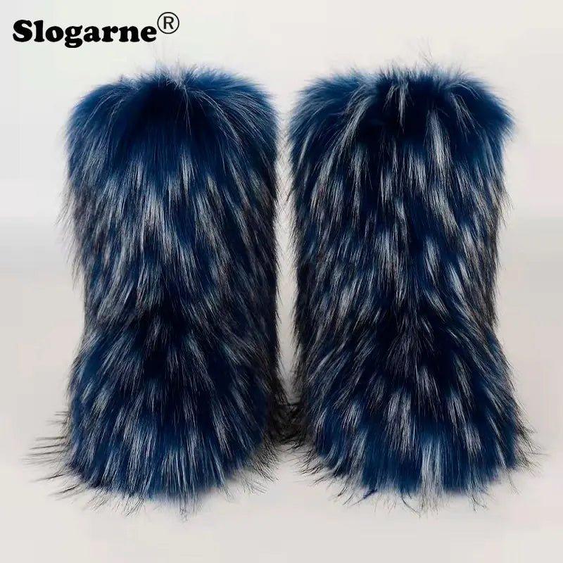 Winter Fluffy Faux Fox Fur Boots