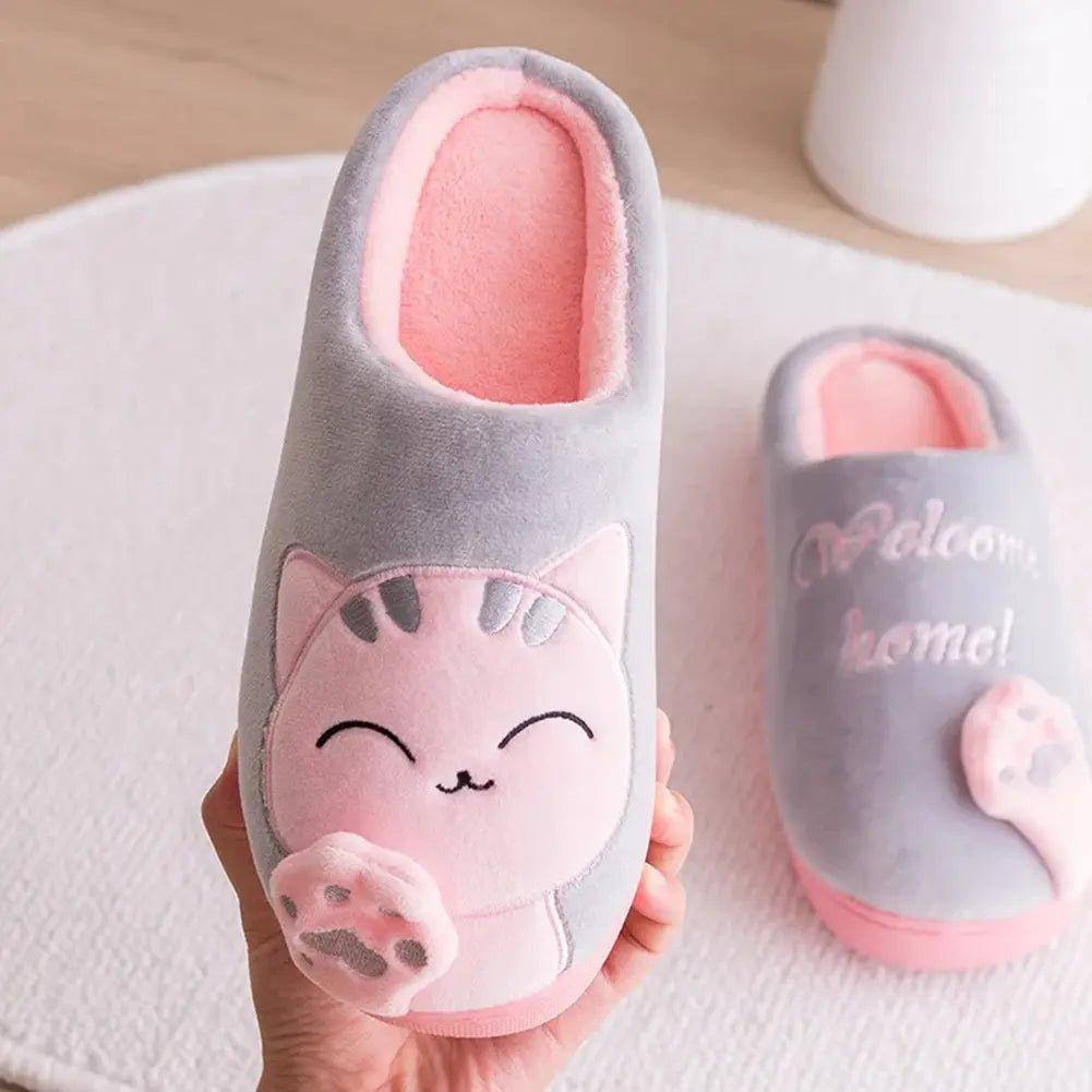 Winter Home Slippers Cute Cartoon Cat