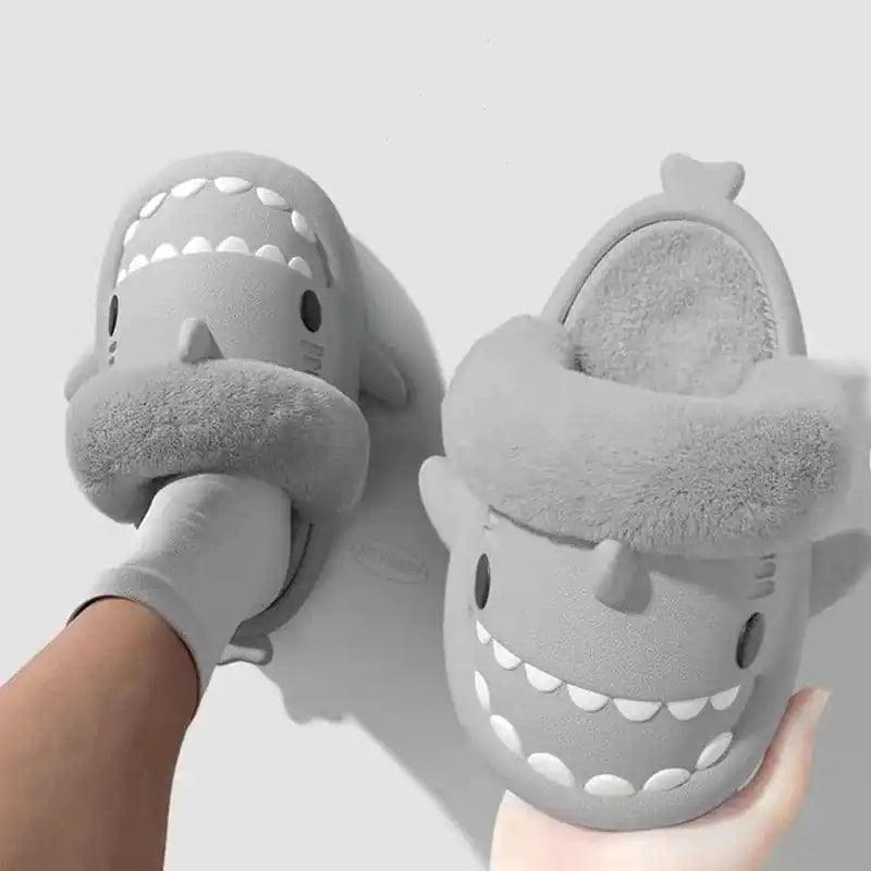 Winter Plush Shark Slippers Faux Fur