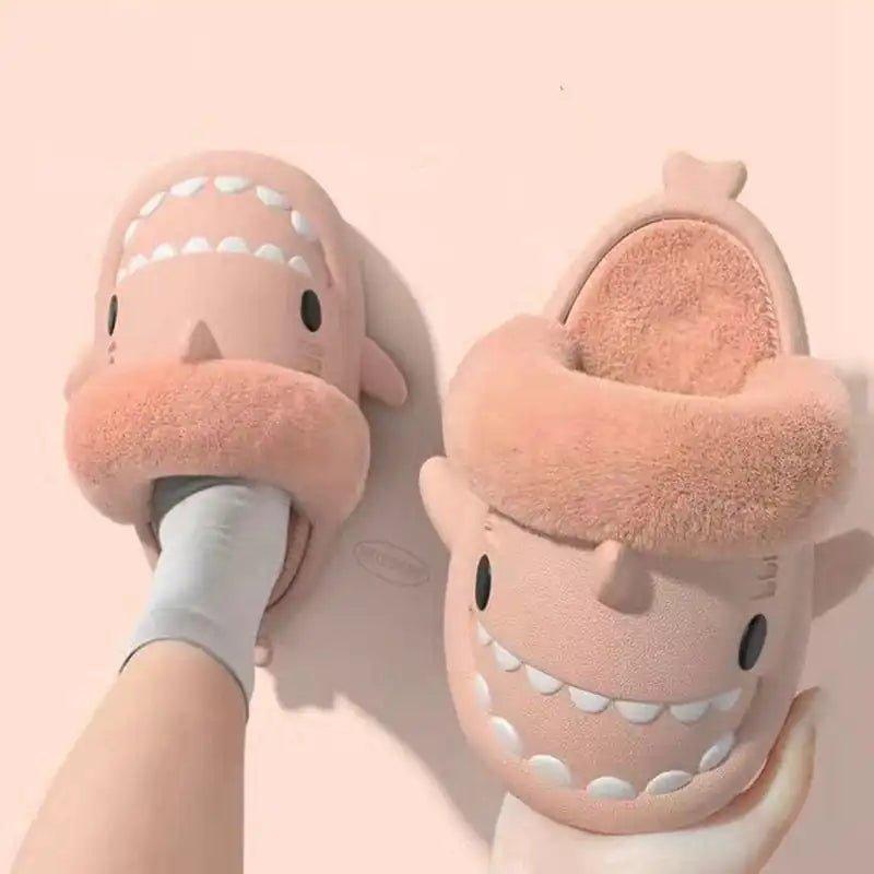 Winter Plush Shark Slippers Faux Fur